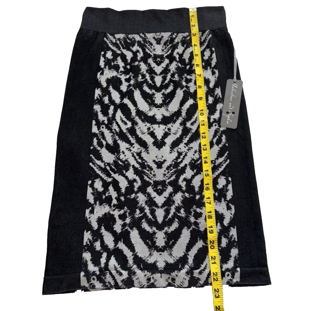 NEW‎ Animal Print Abstract Pencil Skirt Women S/M Black Gray Bodycon Stretch